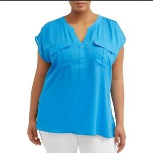 Jaclyn Smith Women’s Tunic Top 2X Blue Business Causal Contemporary